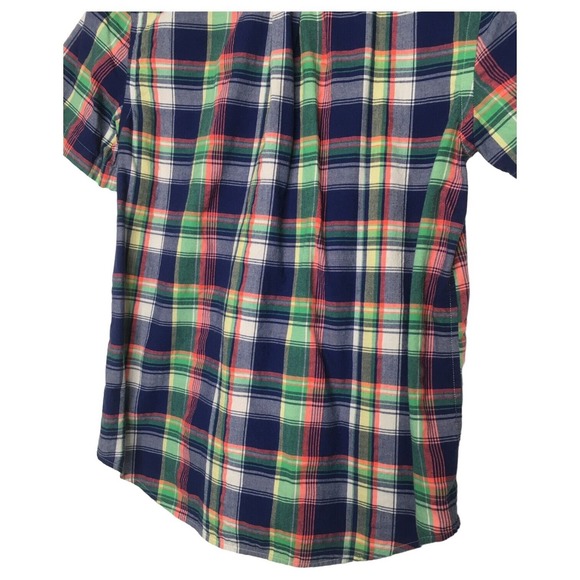 Ralph Lauren Shirt Boys L Plaid Button Up Short Sleeve Preppy Collar Blue - Picture 9 of 12